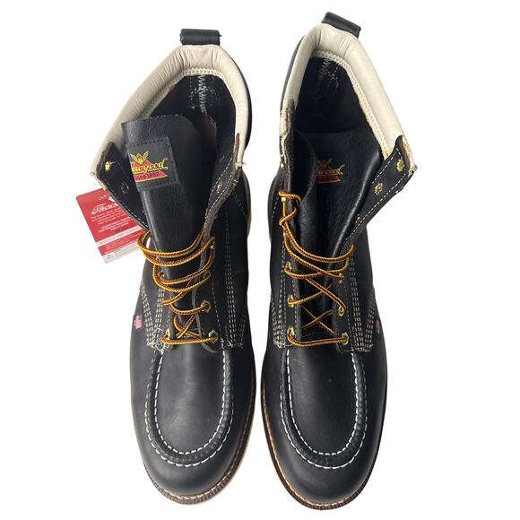 Thorogood Work Boots American 6" Men's 14D Moc Soft Toe Black Leather 814-6201 - Picture 3 of 9